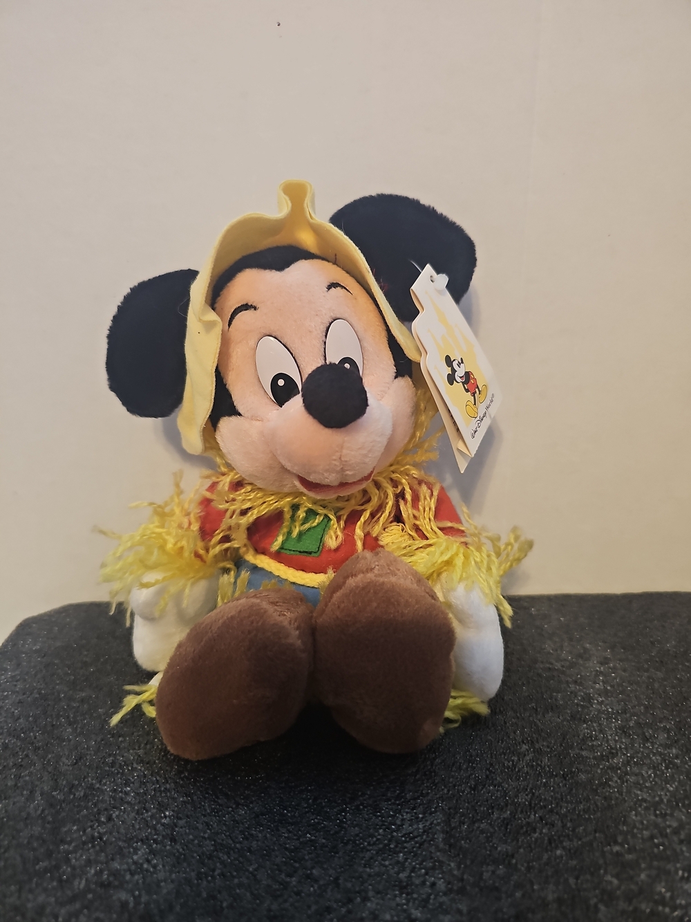 Disney Mickey Mouse Plush in Yellow Scarecrow Outfit